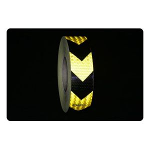Желто-черная «алмазная» световозвращающая лента стрелками 25м
